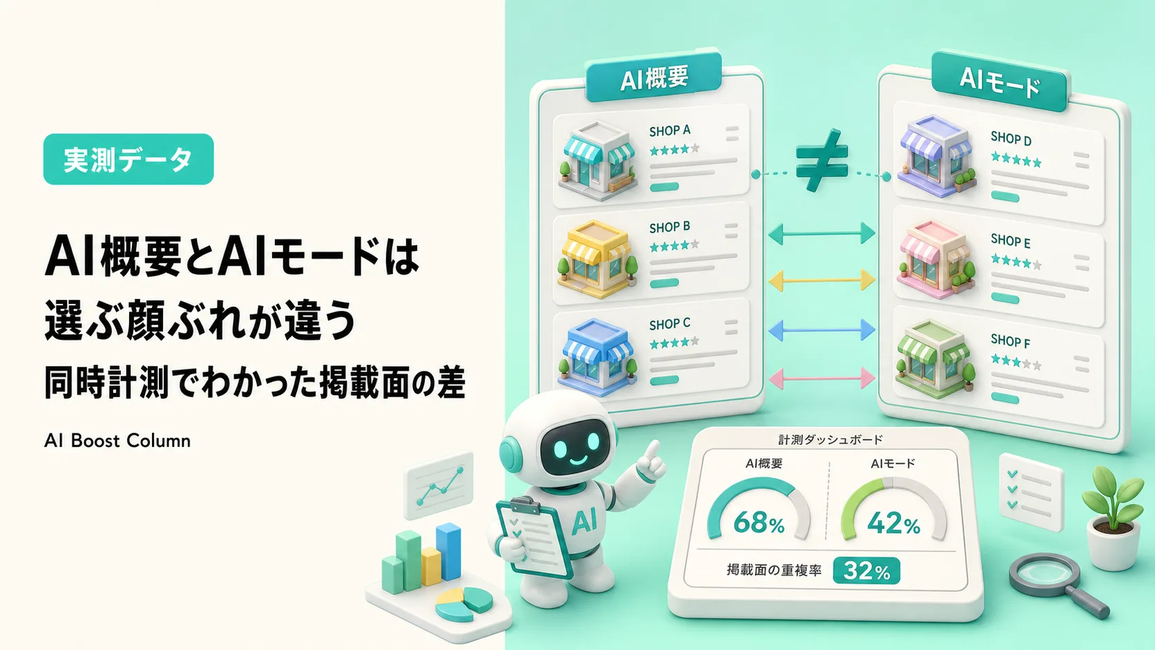 AI概要とAIモードで選ぶ顔ぶれが違う掲載面の差の実測のアイキャッチ