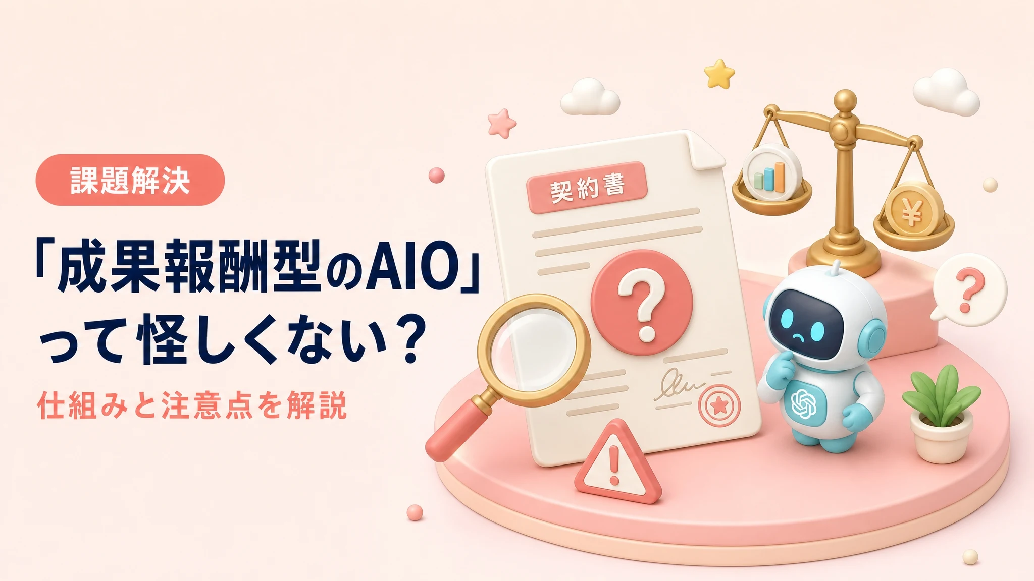 成果報酬型のAIOの仕組みと条件を表したアイキャッチ画像
